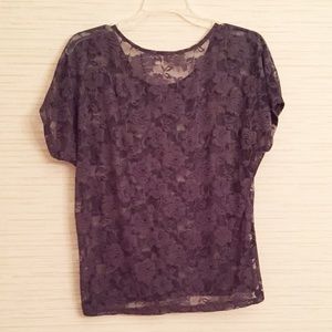Sheer grey lace top
